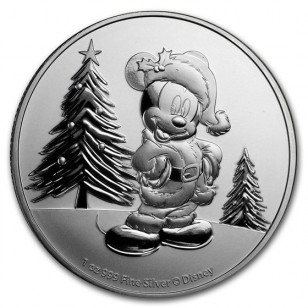 Gilded with Diamond Dust 1 Oz Silver Coin Details about   Niue 2019 $2 Mickey Christmas