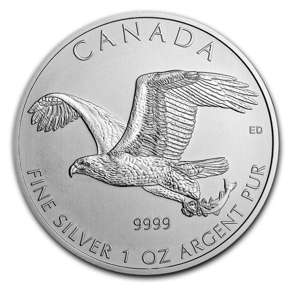 2014 $5 Royal Canadian Mint 1 Troy Oz .9999 Fine Bald Eagle Coin BU UNC RCM 