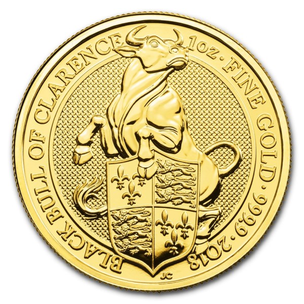 2018 1 oz £100 GBP UK Gold Queen's Beasts The Bull Coin | European Mint