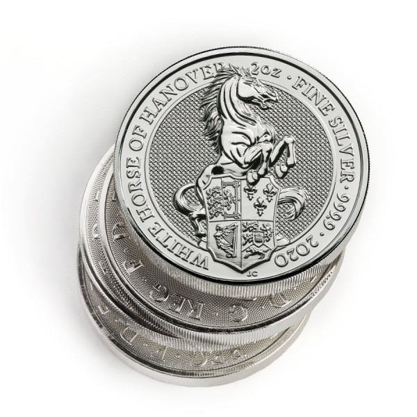 2020 oz £5 GBP UK Silver Queen's Beasts White Horse of Hanover Coin BU  European Mint