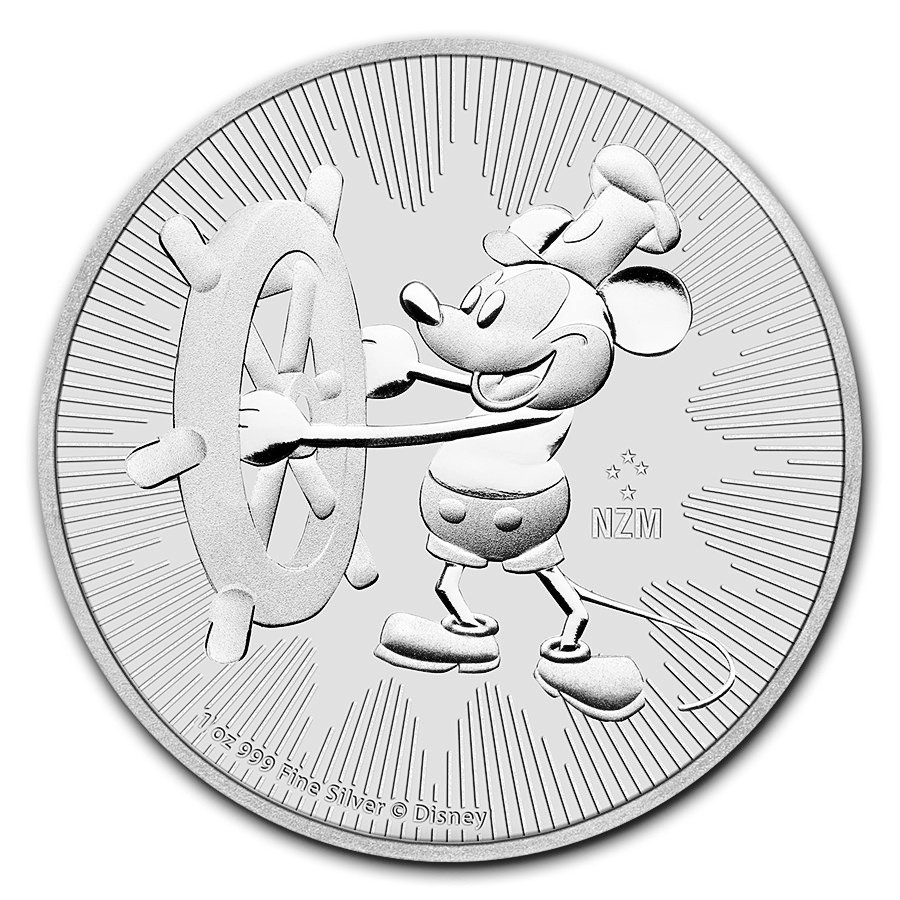 2017 1 oz Niue $2 NZD Disney Mickey Mouse Steamboat Willie Silver Coin
