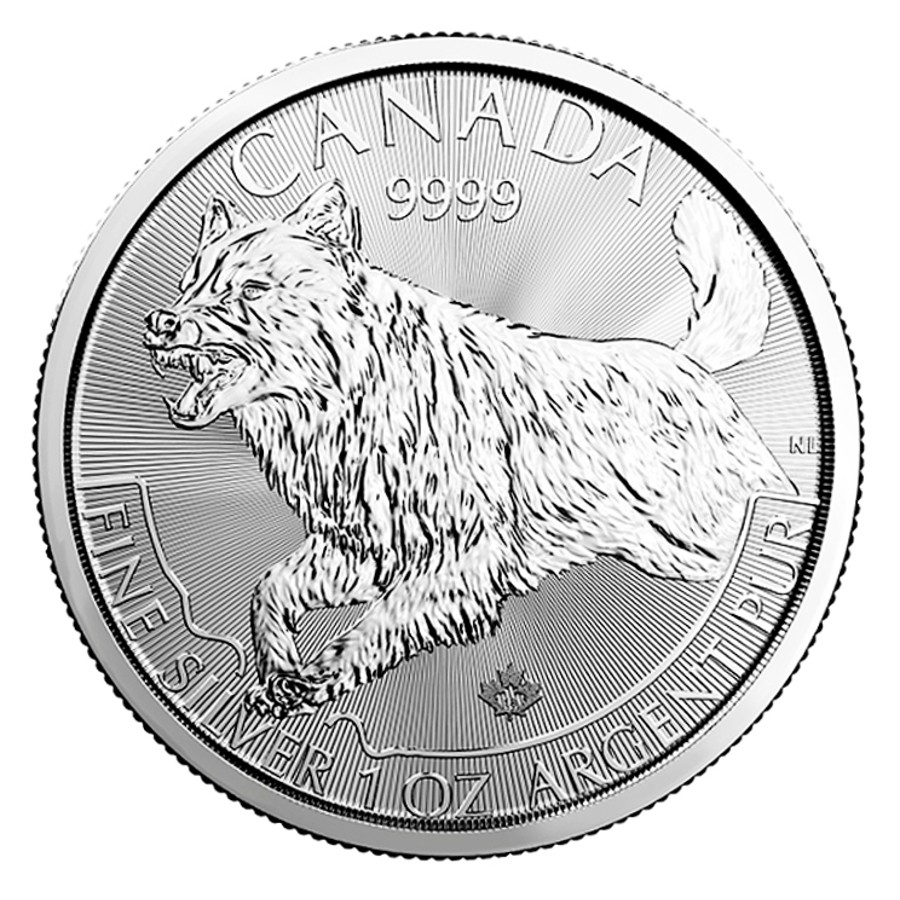 Wolf 2018 999 Coin $5 1 oz Silver Maple Canada Predator Series 