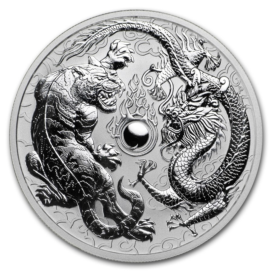 2018 oz $1 AUD Australian Silver Dragon  Tiger Coin BU (In Capsule)  European Mint