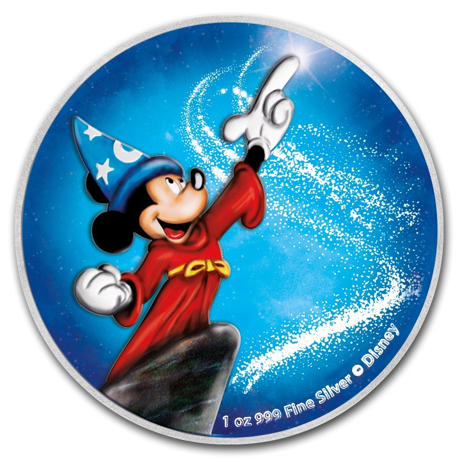 999 Silver Coin 2 dollar Niue 2019 FRAMED New Disney Mickey Mouse Fantasia 1 oz 