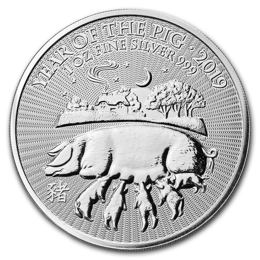 2019 1oz Silver Great Britain Year of the Pig BU 