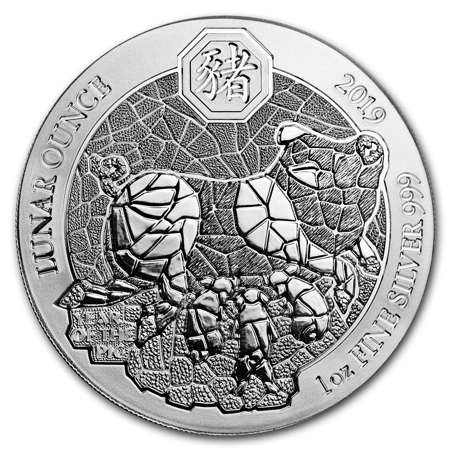 2019 1 oz Rwanda Lunar Silver Year of the Pig Coin BU | European Mint