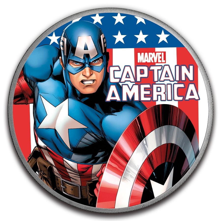 2019 1oz Silver Marvel Series Captain America Tuvalu