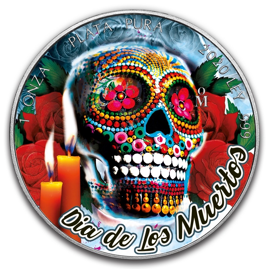 1oz Mexican Silver Libertad Dia de Muertos Ice Skull