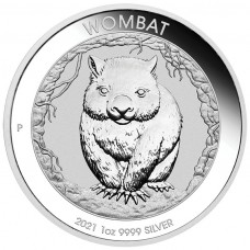 2021 1 oz $1 AUD Australian Silver Wombat Coin BU (In Capsule)