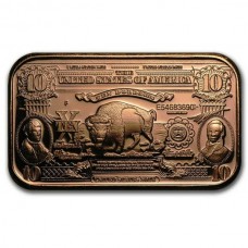 1 oz $10 US Buffalo Banknote 999 Fine Copper Bar