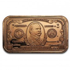 1 oz $1000 US Grover Cleveland Banknote 999 Fine Copper Bar