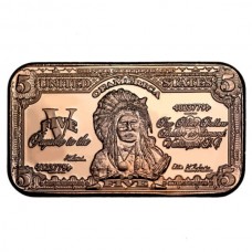 1 oz $5 US Indian Chief Banknote 999 Fine Copper Bar