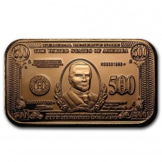 1 oz $500 US William McKinley Banknote 999 Fine Copper Bar