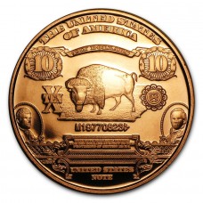 1 oz $10 Bison Banknote 999 Fine Copper Round