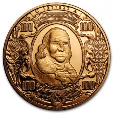 1 oz $100 Benjamin Franklin Banknote 999 Fine Copper Round