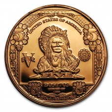 1 oz $5 Indian Chief Banknote 999 Fine Copper Round