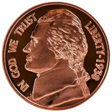 1 oz Jefferson Nickel 999 Fine Copper Round