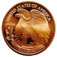 1 oz Walking Liberty Eagle 999 Fine Copper Round