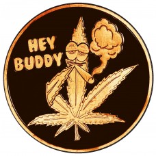 1 oz Hey Buddy Cannabis Leaf 999 Copper Round