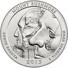 2013 5 oz $0.25 USD American ATB Mount Rushmore National Park Silver Coin Box and COA