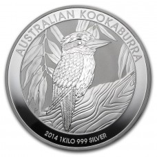 2014 1 Kilo $30 AUD Australian Silver Kookaburra Coin Circulated (In Capsule)