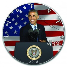 2018 1oz $1 American Silver Eagle Barack Obama Colorized Coin