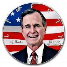 2018 1oz $1 American Silver Eagle George H. W. Bush Colorized Coin