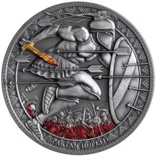2019 3 oz Cameroon 3000 Francs Silver Spartan Hoplite Warriors Antique Finish Coin