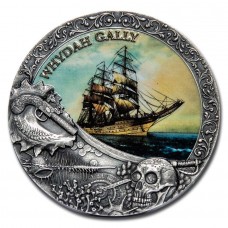 2019 2 oz $5 Niue Grand Shipwrecks Series Whydah Gally Antique Silver Coin
