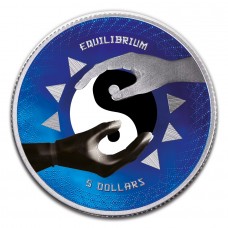 2020 1 oz $5 NZD Tokelau Silver Equilibrium Water Fire Metalic Blue Coin