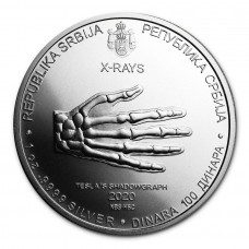 2020 1 oz Serbia 100 Dinar Nikola Tesla X-Ray Hand Silver Coin BU (PRE-SALE)