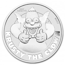 2020 1 oz $1 Australian Silver The Simpsons Krusty The Clown Tuvalu Coin (In Blistercard)