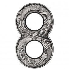 2020 2 oz $2 AUD Australian Silver Figure Eight Dragon Phoenix Antique Coin