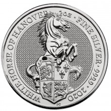 2020 2 oz £5 GBP UK Silver Queen's Beasts White Horse of Hanover Coin BU