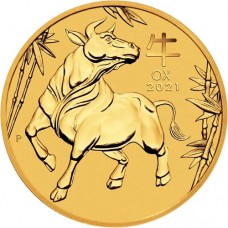 2021 1/20 oz $5 AUD Australian Gold Lunar Year of the Ox Coin BU (In Capsule)