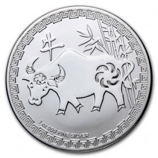 2021 1 oz $2 NZD Niue Silver Lunar Year of the Ox Coin BU