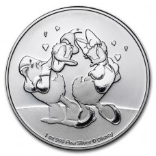 2021 1oz Niue $2 NZD Disney Donald & Daisy Duck Silver Coin BU