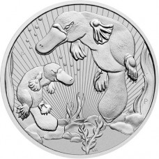 2021 10 oz $10 AUD Australian Mother & Baby Platypus Silver Coin BU (In Capsule)