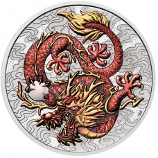 2021 1 oz $1 AUD Australia Chinese Myths and Legends Dragon Silver Coloured Coin BU