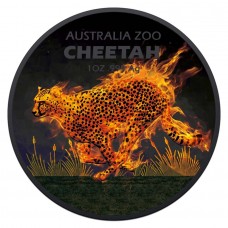 2021 1oz Australia Silver Zoo Burning Cheetah Black Platinum Coin