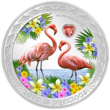 2021 1 oz Niue $2 NZD Flamingos Love is Precious Proof Silver coin