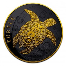 2021 1oz Niue Silver Hawksbill Turtle Black Ruthenium Gold Gilded Coin