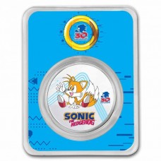 2021 1 oz  $2 NZD Niue Sonic the Hedgehog Miles "Tails" 30th Anniversary Silver Colorized Coin