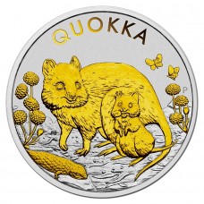 2021 1oz Australian Silver Quokka Gold Gilded Coin