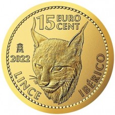 2022 1/10 oz €0.15 Euro Cent Spanish Iberian Lynx Gold Coin BU