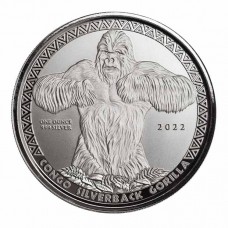 2022 1 oz Congo Silverback Gorilla Silver Coin BU