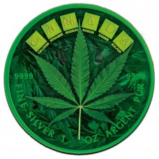 2022 1 oz $5 Silver Cannabis Maple Leaf Cyber Color Coin