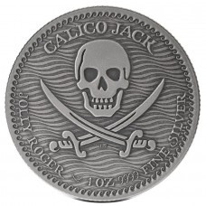 2022 1oz  $2 NZD Niue Calico Jack - Jolly Roger Series Antique Finish Silver Coin