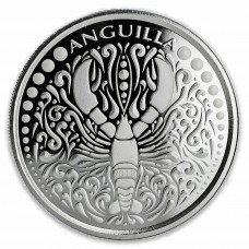 2018 1 oz $2 Anguilla Lobster EC8 Silver Coin BU