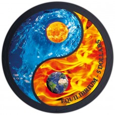 2022 1 oz $5 NZD Tokelau Silver Equilibrium Water Fire Colorized Coin